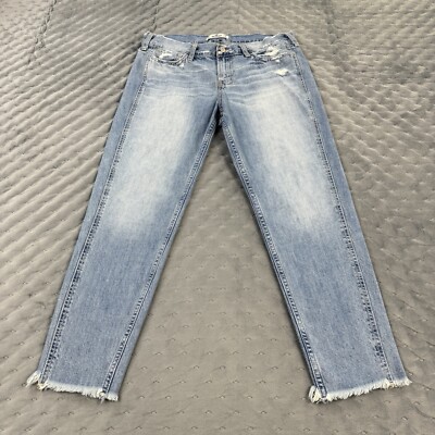Hollister Jeans Juniors Blue Denim Distressed Mid Rise Light