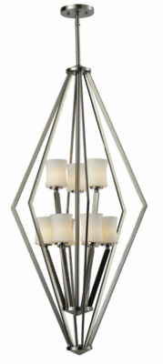 Z-Lite Elite 9 Light Brushed Nickel Matte Opal Glass Pendant/Chandelier $1884