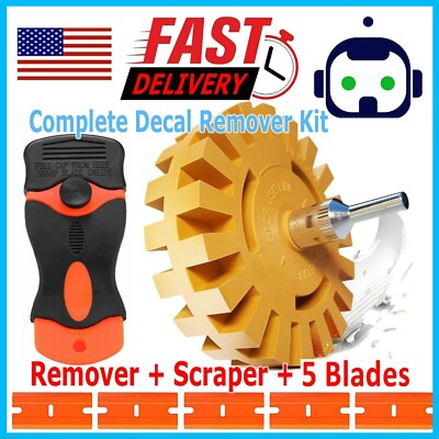 4'' Car Decal Removal Eraser Wheel w/ Rubber Power Drill Adapter Sticker Remover