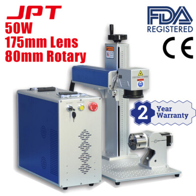US Stock 50W JPT Fiber Laser Engraver for Metal Laser Marking with 80mm Rotary