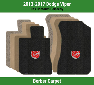 Lloyd Berber Front Mats for '13-17 Dodge Viper w/Viper Snake Silver on Red