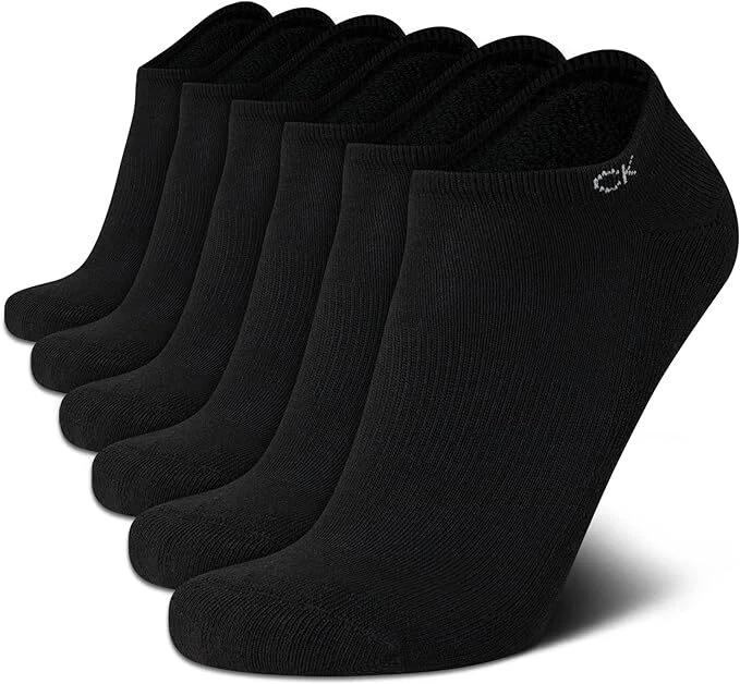 Calvin Klein Men's Combed Cotton No Show Sock 6 Pack Low Cut Athletic Sock Black