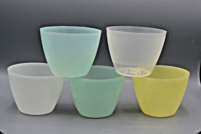 Vintage lot of 5 Tupperware # 148 Green White Yellow Plastic Refrigerator Bowls