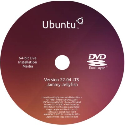 Ubuntu 22.04 Long Term Support Installation Disc: BOOTABLE LINUX