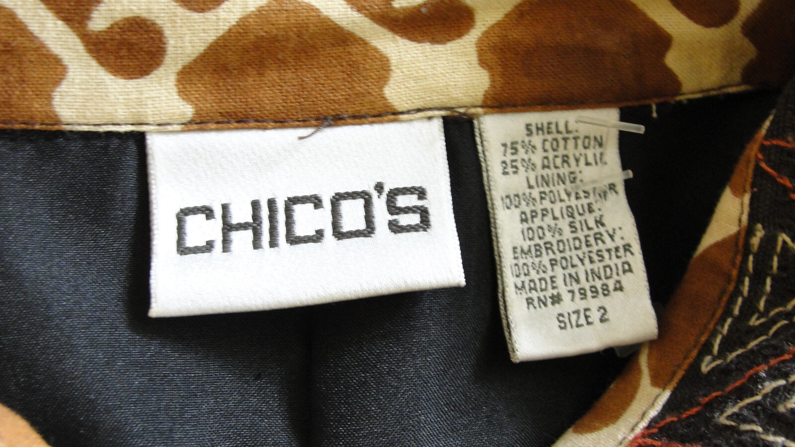 Chicos Size 2 Bohemian Patchwork Lined Button Fro… - image 4