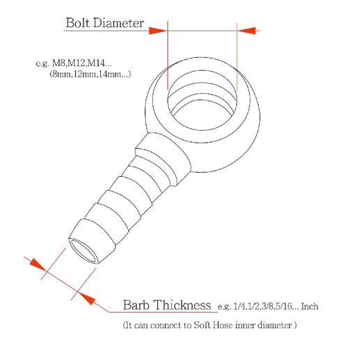 M12 x1.25mm to 5/16" banjo barb kit for IHI RHF4 RHF5 MHI TD02 TD03 TD04 - Picture 5 of 6
