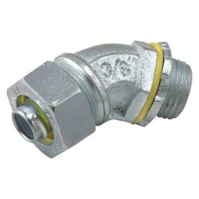 Raco 3442 Liquid-Tight Connector, 1/2 In, Steel, Galvanized, Gray