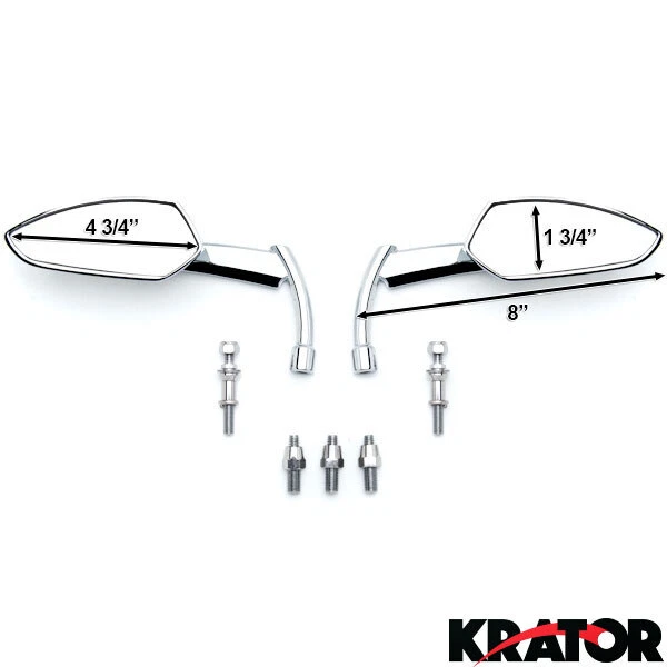 Espejos retrovisores laterales personalizados cromados lanza motocicleta bicicleta deportiva de calle moto crucero chopper Foto 2 de 3