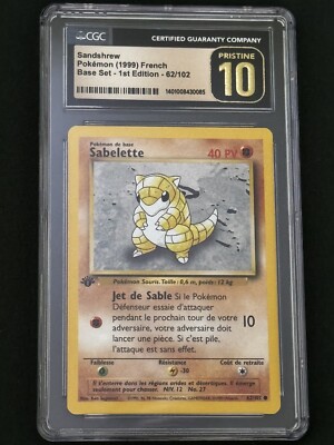 Pokmon Sabelette (sandshrew) 1999 French Base Set 1st Ed. 62/102 CGC Pristine | eBay Pokmon Sabelette (sandshrew) 1999 French Base Set 1st Ed. 62/102 CGC Pristine | eBay