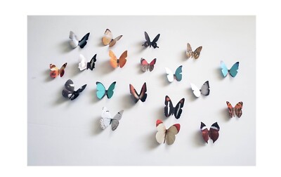 19 pcs 3d small butterfly wall decor, party, wedding, diy, home decoration