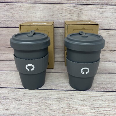 Lot of 2! Earthware Bamboo Eco Cup  400ml / 14 oz , Color - Gray, Brand New!