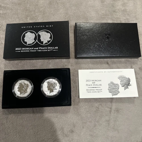 2023 S UNITED STATES Morgan & Peace Dollar 2 Coin Set Reverse Proof Coins Ogp 5