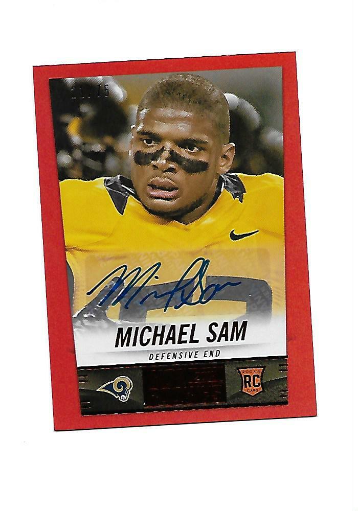 2014 PANINI HOT ROOKIES Signatures Red #408  MICHAEL SAM RC (Rams)  #21/75