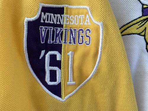 NFL Men's Minnesota Vikings Rugby Polo Diagonal Stripe Shirt sz Medium M EUC! - Picture 6 of 14