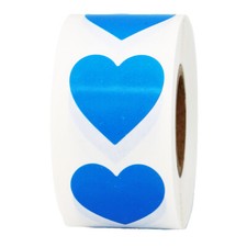 Heart Stickers 1" Inch Wide Labels - 500 Pack Pick One Color