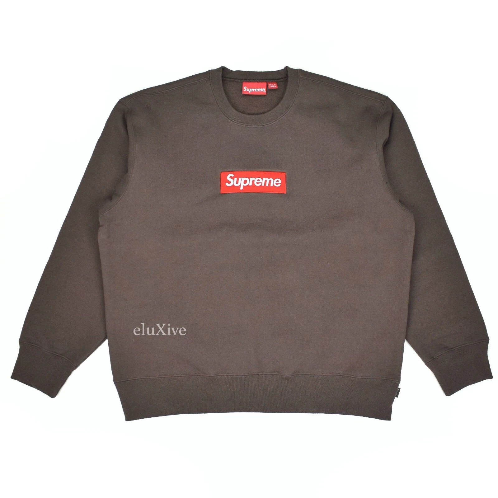 NWT Supreme NY Red Box Logo Crewneck Sweatshirt Umber Brown M FW22 DS AUTHENTIC