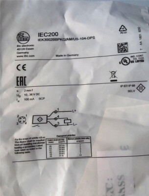 1PCS New IFM IEC200 IEK3002BBPKG/AM/US-104-DPS Sensor&Proximity Switch