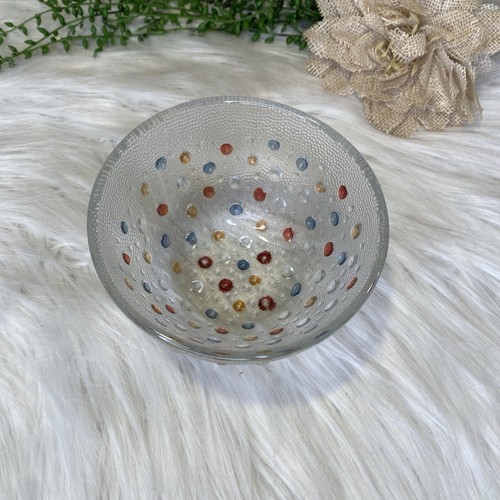 Vintage Dansk 5" Bubble Confetti Textured Glass Fruit Salad Bowl Hand Painted - Picture 5 of 6