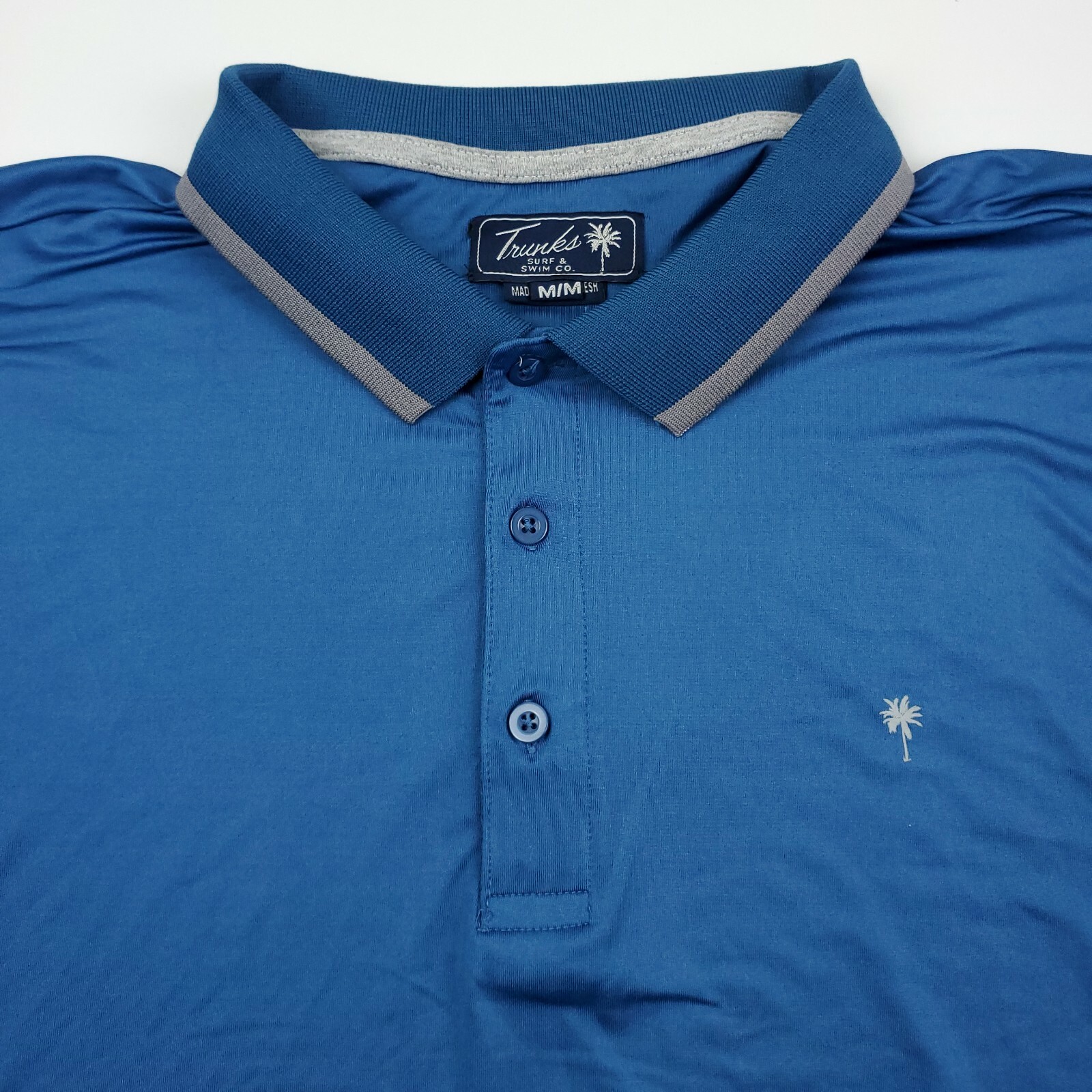 Компания Trunks Swim Co. Однотонная синяя рубашка поло с коротким рукавом для мужчин среднего размера
