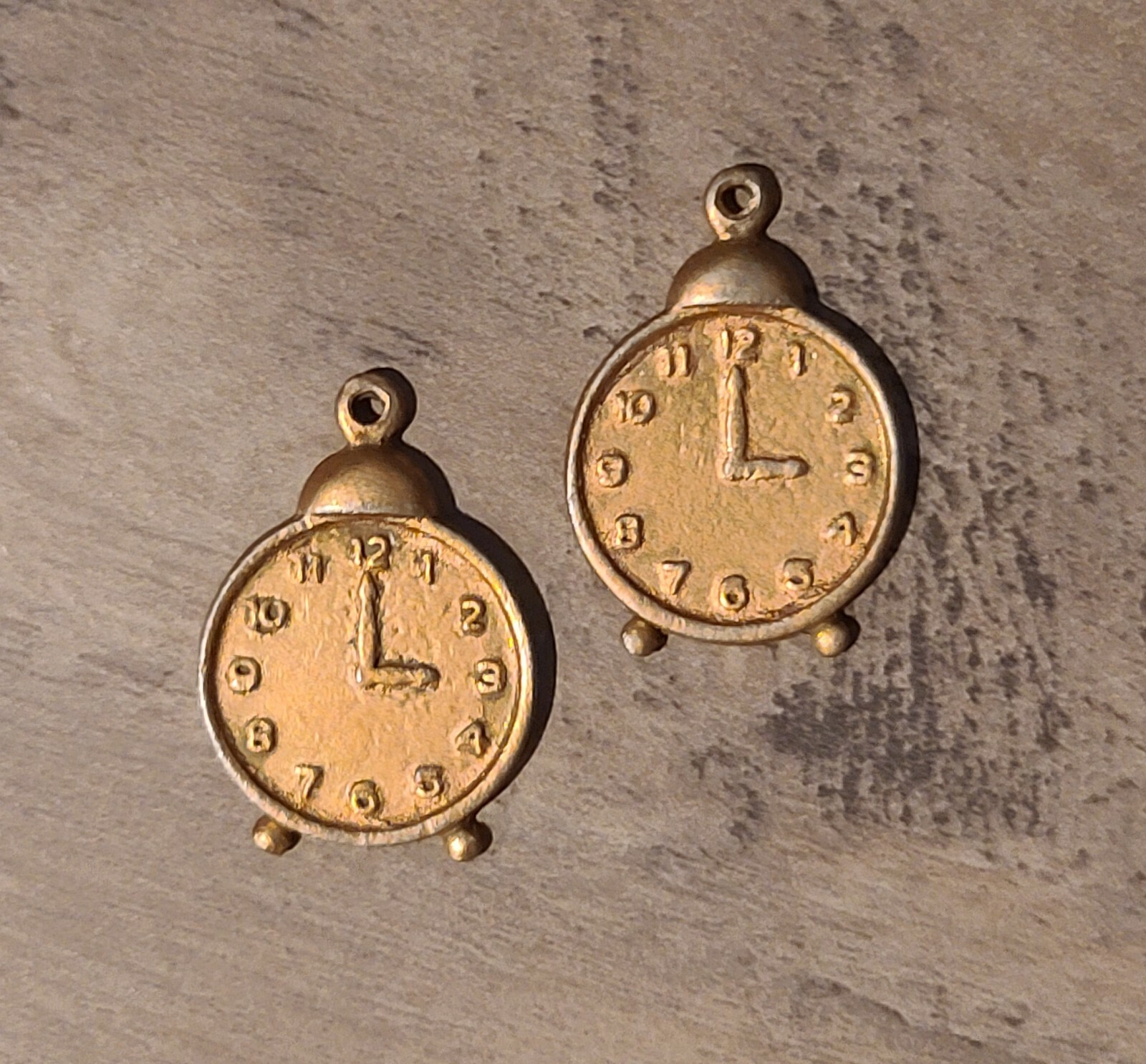 Set of 2, Metal Like, Small/Tiny Alarm Clocks, For Decor, Crafts, Dollhouse