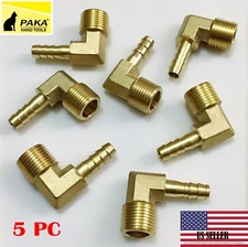 (5 Pieces) 3/8 HOSE BARB ELBOW X 3/8 MALE NPT Brass Pipe Fitting Gas Fuel Water 