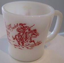 VINTAGE Fire King Milk Glass Mug - Davy Crockett EXCELLENT CONDITION