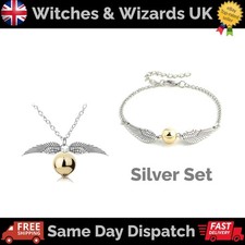 Harry Potter Golden Snitch Necklace Golden Snitch Inspired Silver Necklace & Bracelet Gift Set - Harry Potter Jewelry Harry Potter Jewelry Set - Foto 4