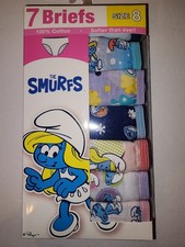 New Smurfs 7 Pack Girls Briefs Size 8
