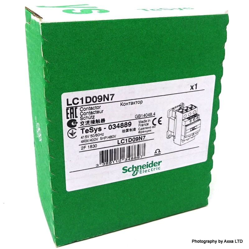Contactor LC1D09N7 Schneider 3P (3NO) 1NC + 1NO Aux 415VAC 9A 4kW