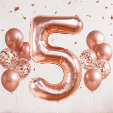 KatchOn, Big Rose Gold Number 5 Balloon - 40 Inch | 5 Balloon Number with Con...