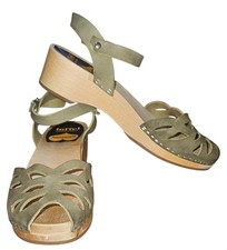 Swedish Hasbeens Ladies US 7 EU 37 Ornament Lacey Nubuck Slingback Sandals Clogs