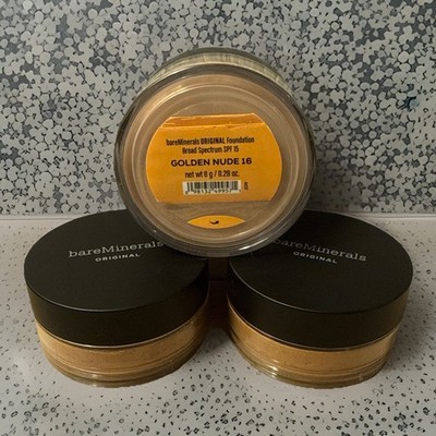 3 Pack- bareMinerals Original SPF 15 Foundation, Golden Nude 16, 8g / 0.28oz New