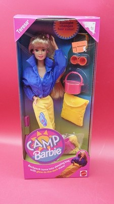 1993 Mattel Camp Barbie Teresa With Backpack Sleeping Bag #11078 NRFB