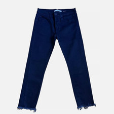 Off White Jeans Womens 30 Navy Blue Skinny Raw Cut Frayed Hem Virgil Abloh Italy