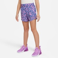 NWT Nike Kids Girls One Woven High-Waisted Shorts Pink/blue FQ4527-675 Sz L