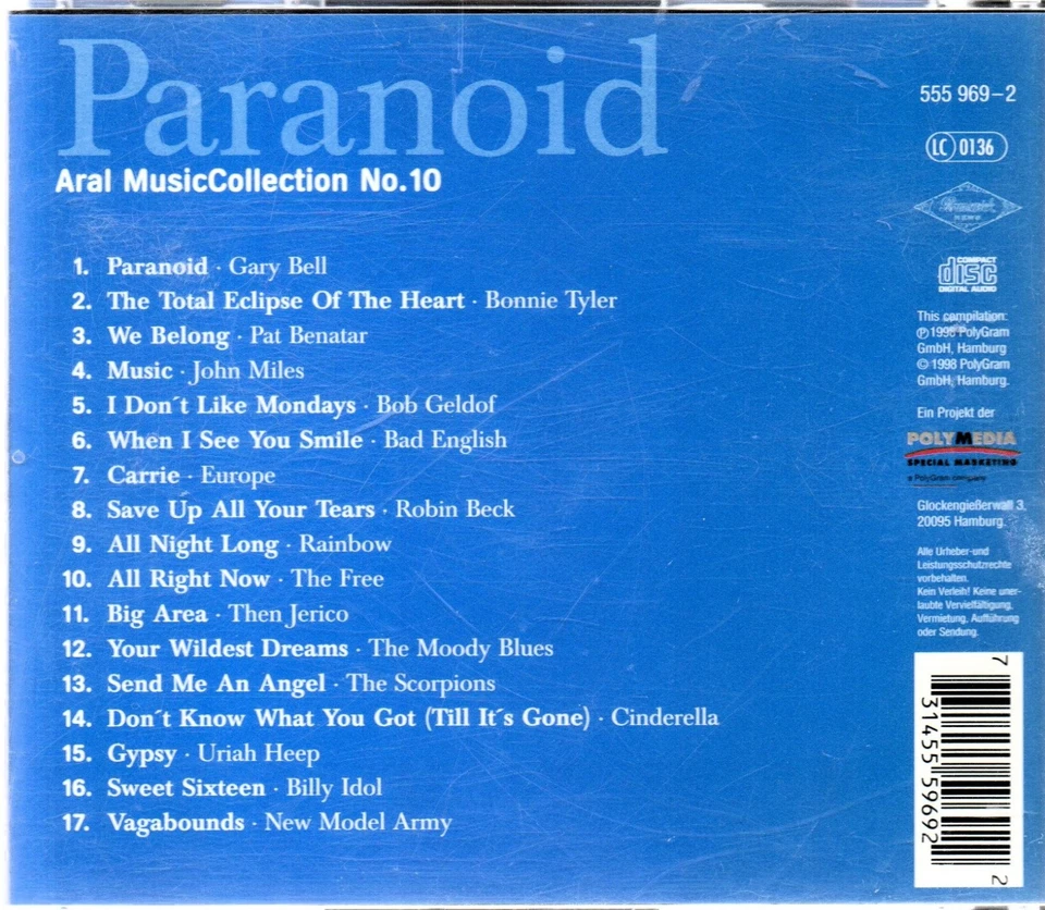 PARANOID, ARAL MUSIC COLLECTION NR. 10, CD - Bild 2 von 3