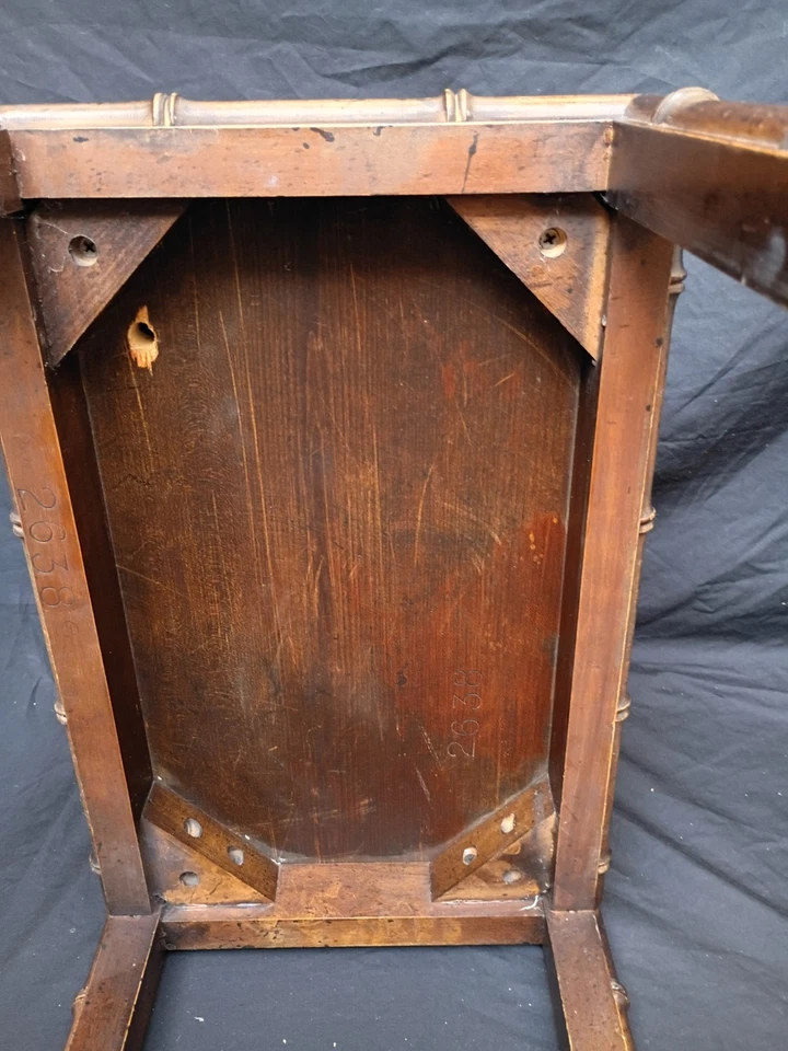 Antigo Baú de Campanha Caixa de Bambu Falso Suporte de Mogno Baú em Suporte Regency - Imagem 2 de 4