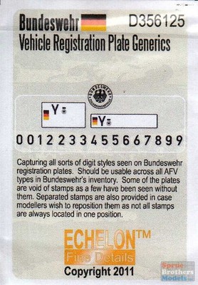 ECH356125 1:35 Echelon Bundeswehr Vehicle Registration Plate Generics