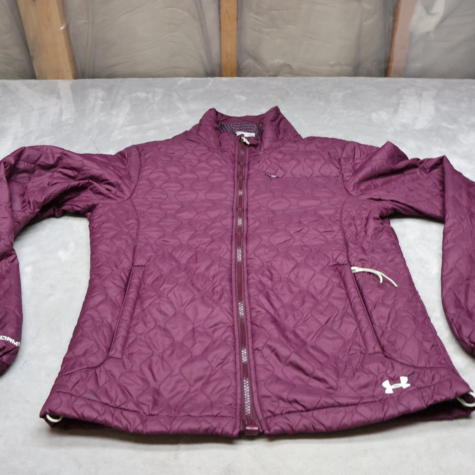 Under Armour Storm Jacket Women Medium Purple ColdGear Infrared Quilted Full Zip