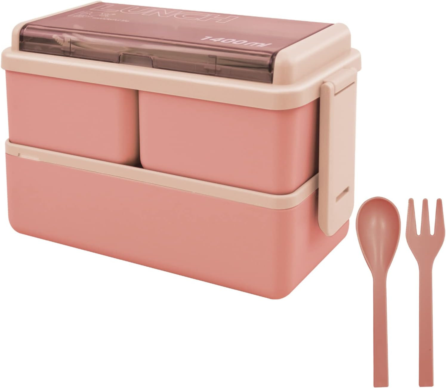 Jsdoin Bento Lunch Box Stackable,1400Ml Containers with 3 Removable Compartments
