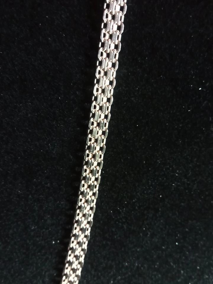 Cadena Bismark SS sólida de oro rosa de 14K de 16" y pulsera a juego de 7" Foto 3 de 4