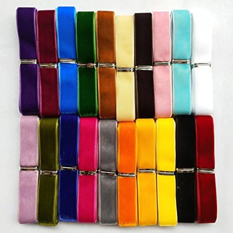 20 Yards 5/8" Velvet Ribbon Assorted Colors Bulk Pack, 20 Colors - Image 3 of 4