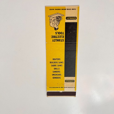 #ad Stanley Electric Tools Routers New Britain CT Vintage Matchbook Cover TMB51 6 $13.50