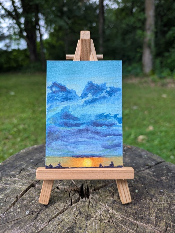 ACEO Original Acrylic Painting Sunset OOAK 3.5 in x 2.5 in