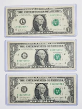 Lot of 3 $1 One Dollar Bills – Star Notes – Birthday Note – Fancy Serial Number