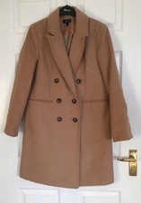 SUPERB “TOPSHOP “ DOUBLE BREASTED  CAMEL COAT, SIZE 10, EXCELLENT CONDITION