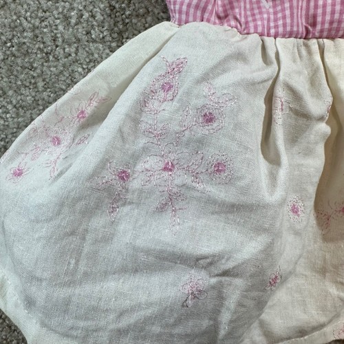 Gingham Dress Pink White Floral Embroidered Baby Toddler Kids Girls handmade - Picture 2 of 6