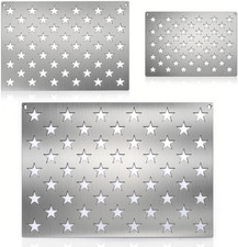 3 Pack American Flag 50 Star Stencils, Stainless Steel Stars Stencils Templat...
