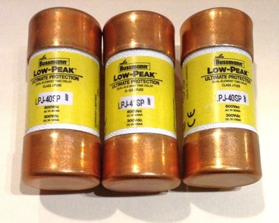 Bussmann LPJ-40SP Fuses 40 Amp 600V Lot of 3 Time Delay Dual Element Fuse NOS