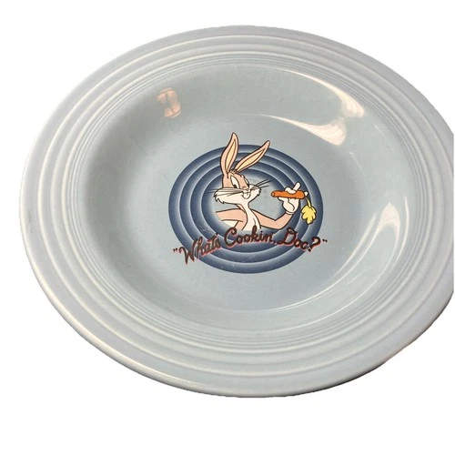 Fiestaware Looney Tunes Bugs Bunny 9” Blue Rimmed Soup Cereal Bowl Lead Free